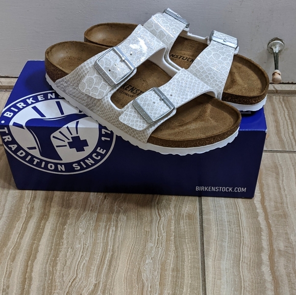 Birkenstock Shoes - Birkenstock Arizona White Sparkle sandal